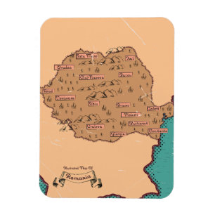 Imán Mapa antiguo de condados de Rumania
