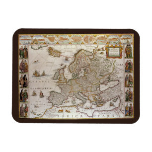 Imán Mapa Antiguo de Europa por Willem Jansz Blaeu, c16