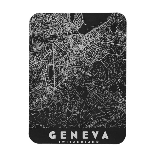 Imán Mapa antiguo de Ginebra Suiza (Vertical)