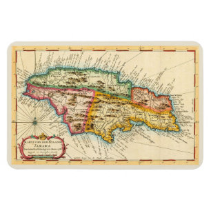 Imán Mapa antiguo de Jamaica 1758