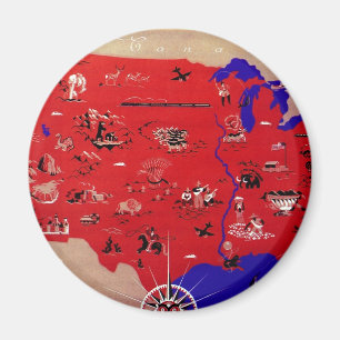 Imán Mapa antiguo de la Oficina de Turismo de los Estad