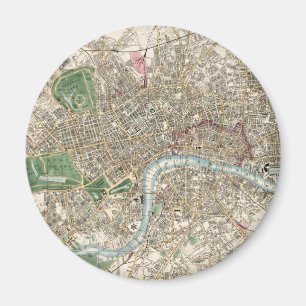 Imán Mapa antiguo de Londres, Inglaterra (1853)