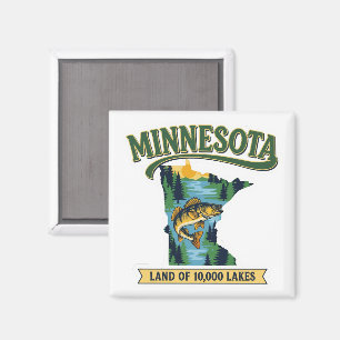Imán Mapa Antiguo de Minnesota Tierra de 10000 Lagos