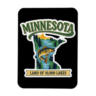 Imán Mapa Antiguo de Minnesota Tierra de 10000 Lagos
