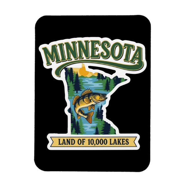 Imán Mapa Antiguo de Minnesota Tierra de 10000 Lagos (Vertical)