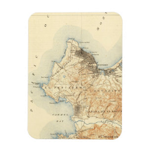 Imán Mapa Antiguo de Monterey Carmel-by-the-Sea Califor