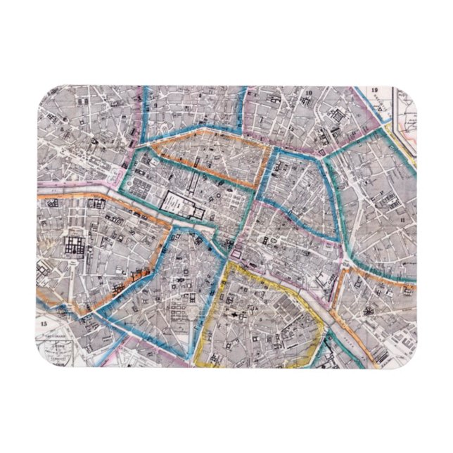 Imán Mapa antiguo de París (Horizontal)
