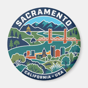 Imán Mapa Antiguo de Sacramento California