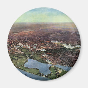 Imán Mapa antiguo de Washington DC y el río Potomac