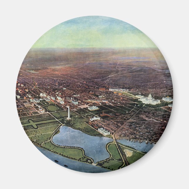 Imán Mapa antiguo de Washington DC y el río Potomac (Frente)