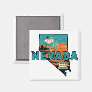 Imán Mapa Antiguo del Estado de Nevada USA Viajes