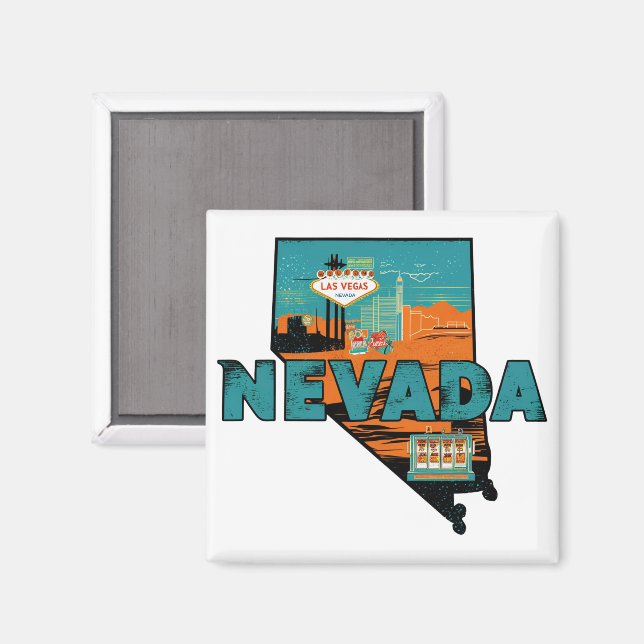 Imán Mapa Antiguo del Estado de Nevada USA Viajes (Anverso/Reverso)