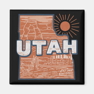 Imán Mapa Antiguo del Estado de Utah Mapa Retro de Viaj