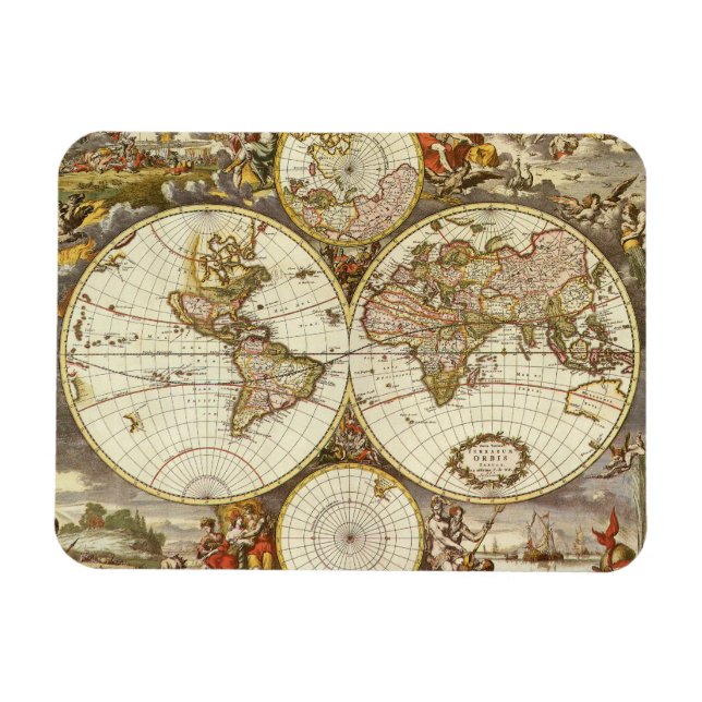Imán Mapa Antiguo del Mundo Antiguo de Frederick de Wit (Horizontal)
