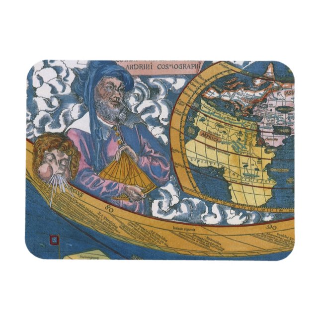Imán Mapa Antiguo del Mundo con Claudio Ptolomeo, 1507 (Horizontal)