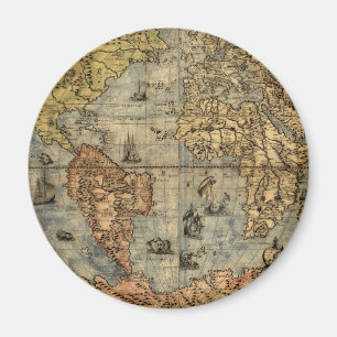 Imán Mapa Antiguo del Mundo de Forlani de 1565 Cartogra