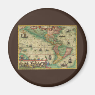 Imán Mapa Antiguo del Mundo de las Américas, 1606