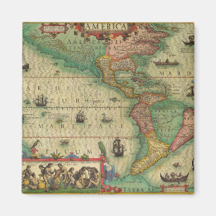 Imán Mapa Antiguo del Mundo de las Américas por Hondius
