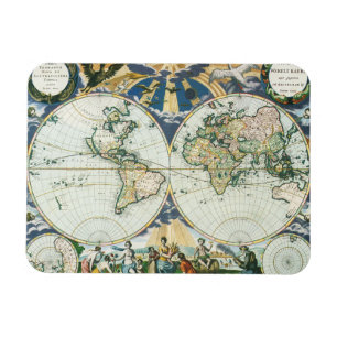 Imán Mapa Antiguo del Mundo Vintage por Pieter Goos, 16