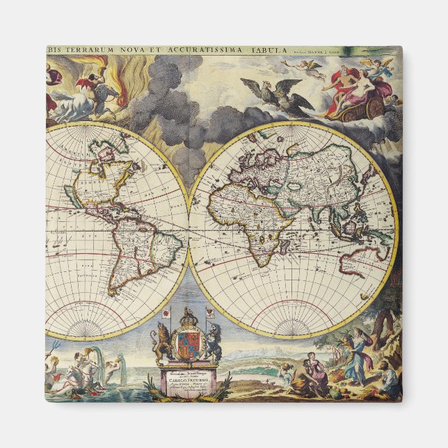 Imán Mapa antiguo inspirado (4) (Frente)