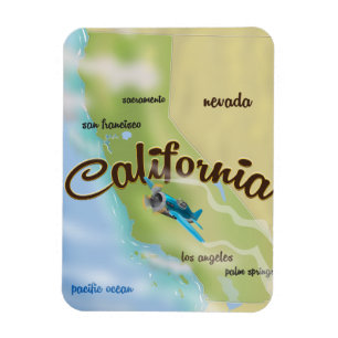 Imán Mapa antiguo y cartel de viaje de California EE. U
