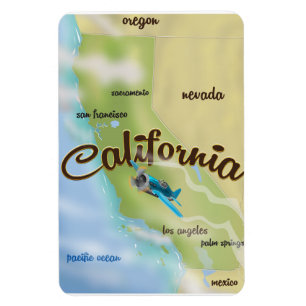Imán Mapa antiguo y cartel de viaje de California EE. U