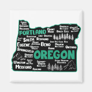 Imán Mapa aproximado de Oregón, Portland, Salem, Eugene