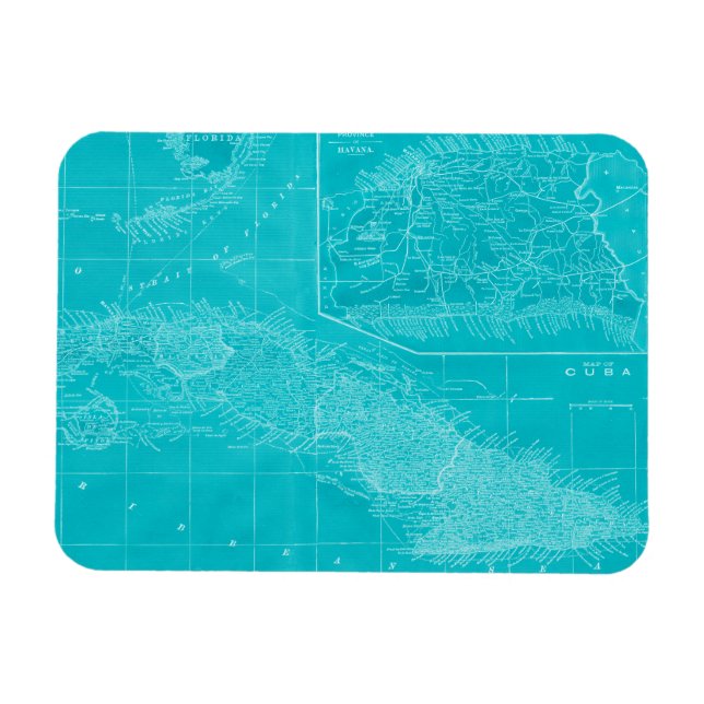 Imán Mapa azul de Cuba (Horizontal)