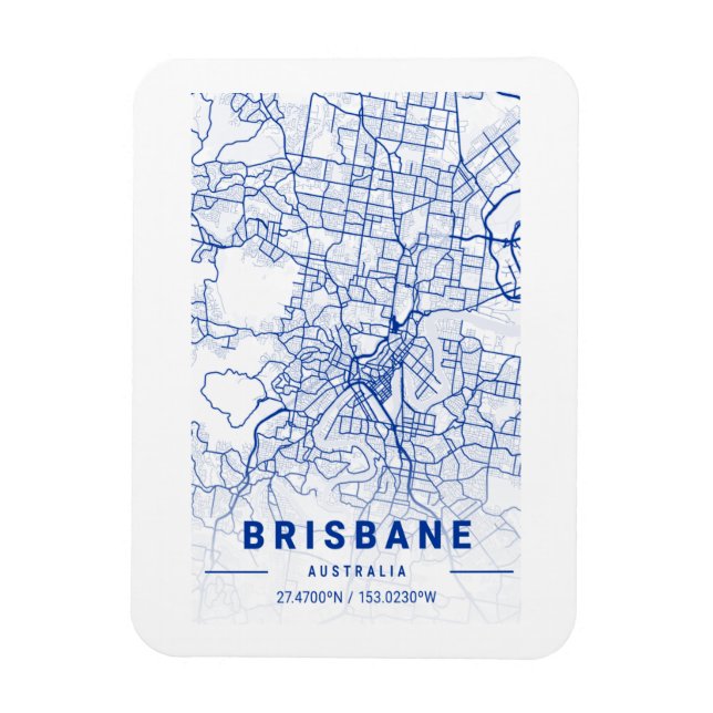 Imán Mapa azul de la ciudad de Brisbane (Vertical)