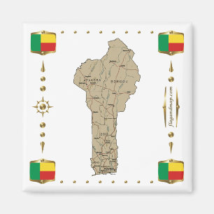 Imán Mapa Benín + Magnífico de banderas