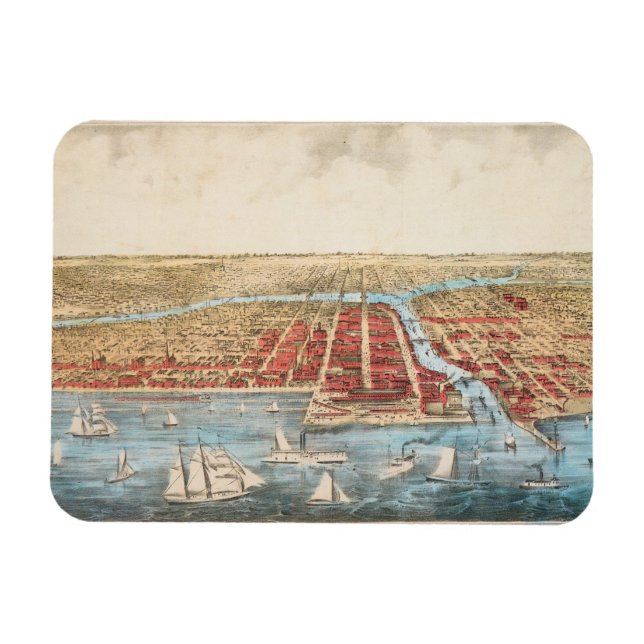 Imán MAPA: CHICAGO, c1857 (Horizontal)