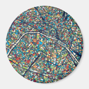 Imán Mapa colorido de París Francia el  