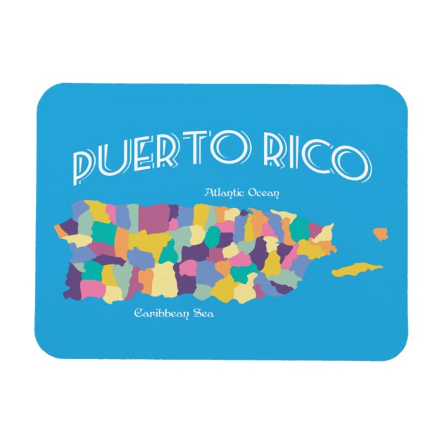 Imán Mapa colorido de Puerto Rico (Horizontal)