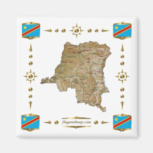 Imán Mapa Congo-Kinshasa + Mapa de banderas