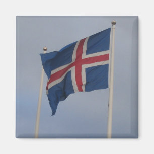 Imán Mapa cuadrado de la bandera de Islandia
