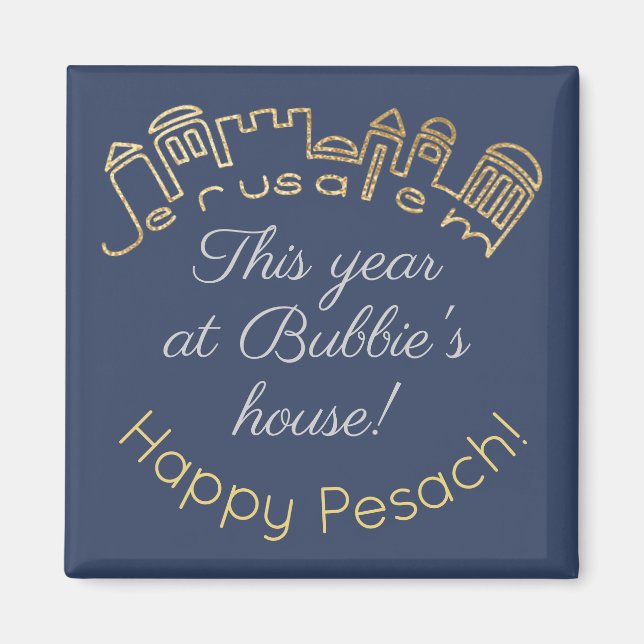 Imán Mapa cuadrado de la Pascua "Jerusalén del Oro" (Frente)