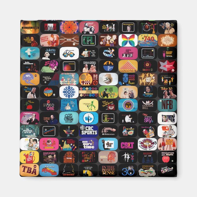 Imán Mapa cuadrado de logotipos y gráficos de CBC (Frente)