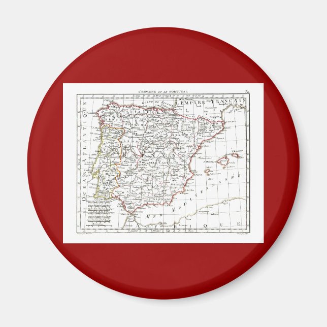 Imán Mapa de 1806 - L'Espagne et le Portugal (Frente)