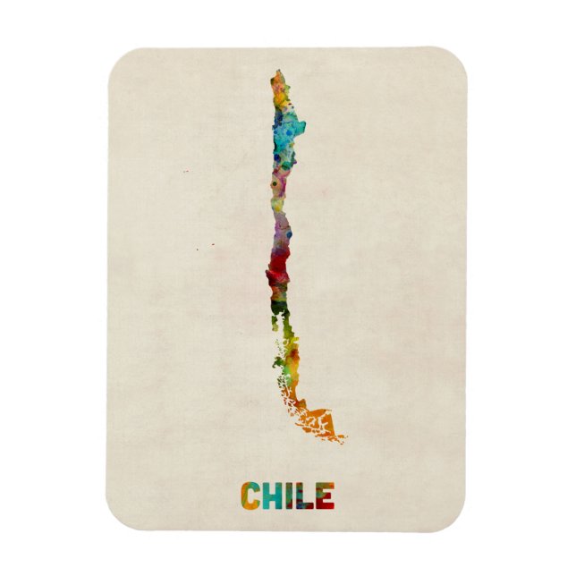 Imán Mapa de acuarela de Chile (Vertical)