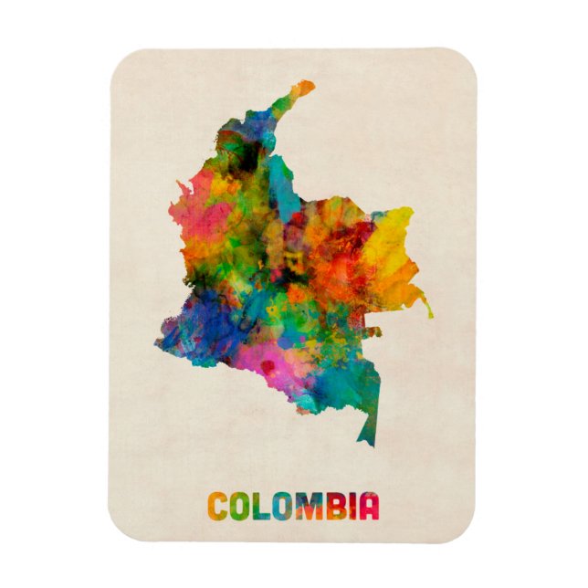 Imán Mapa de acuarela de Colombia (Vertical)