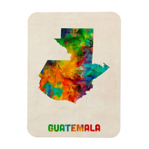 Imán Mapa de acuarela de Guatemala