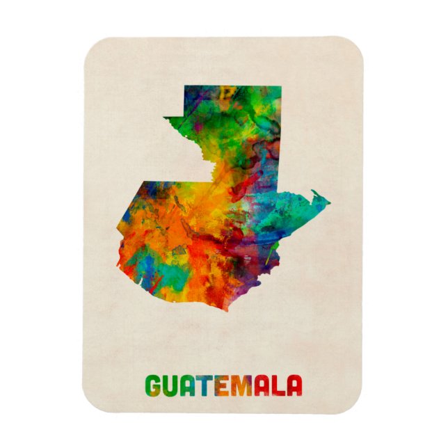 Imán Mapa de acuarela de Guatemala (Vertical)