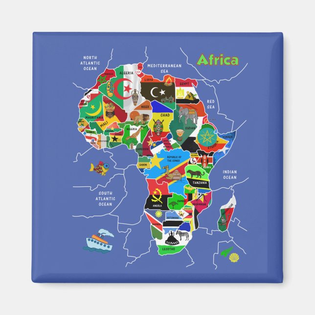 Imán Mapa de África (Frente)