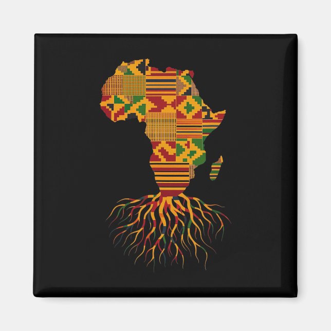 Imán Mapa de África Kente Juneteenth Afroamericano Negr (Frente)