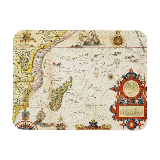 Imán Mapa de África Oriental y Madagascar, 1596 (color  (Horizontal)