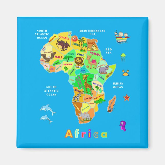 Imán Mapa de África para niños (Frente)