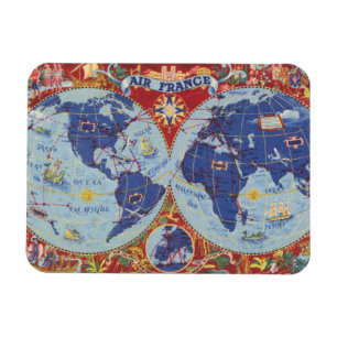 Imán Mapa de Air France del mundo