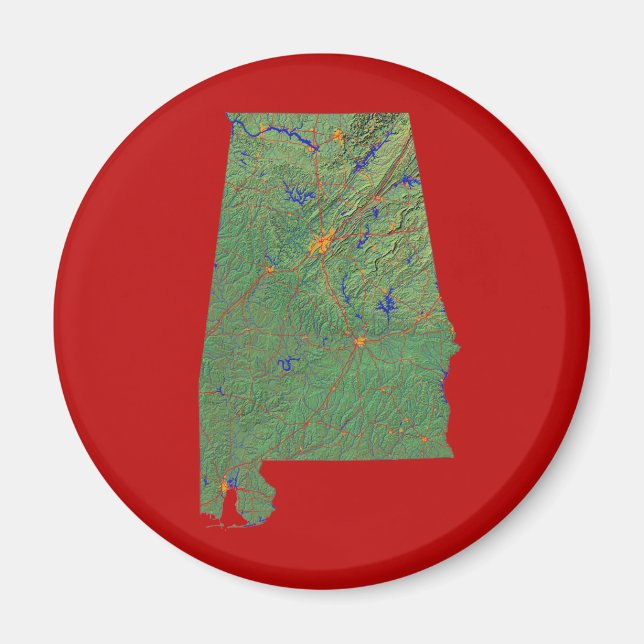 Imán Mapa de Alabama (Frente)