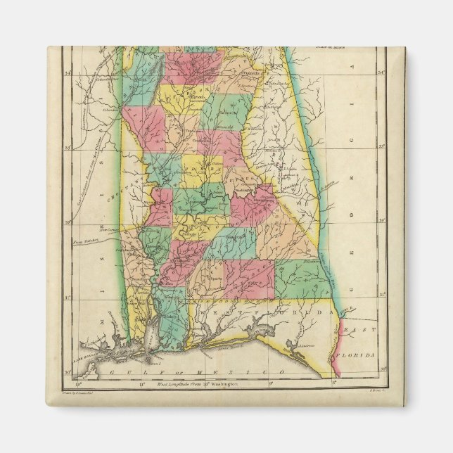 Imán Mapa De Alabama (Frente)