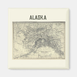 Imán Mapa de Alaska Vintage
